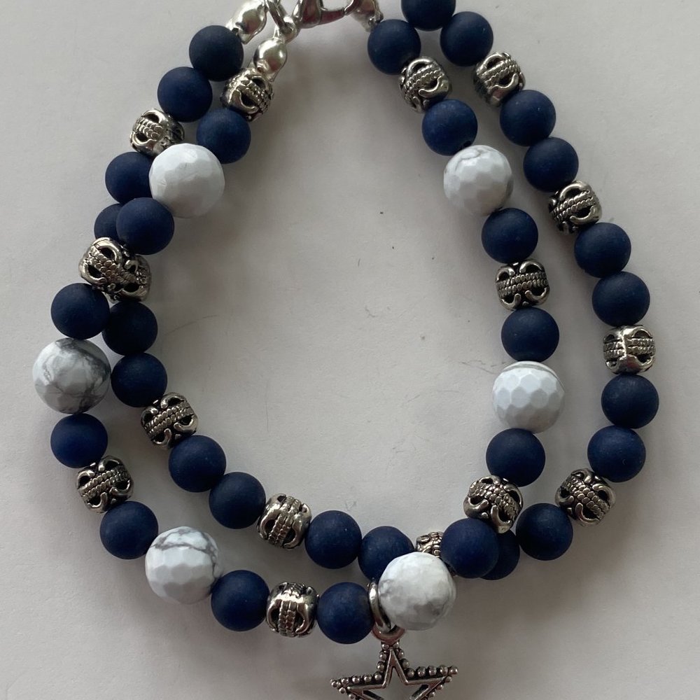 Women's Bracelet Navy and White with star charm